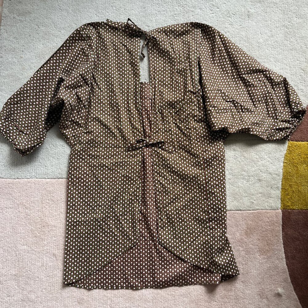 Vintage Japanese Calico Print Cotton House Dress / Apron Women's Large - Picture 8 of 15